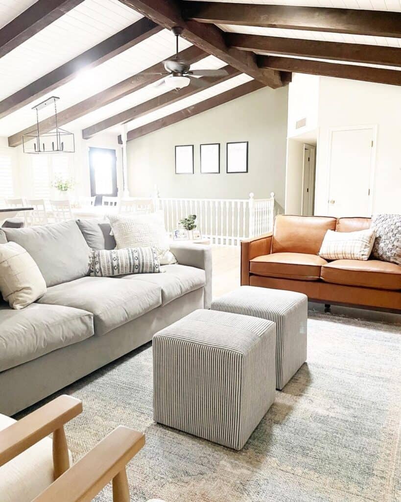 Shiplap Ceiling with Dark Wood Beams