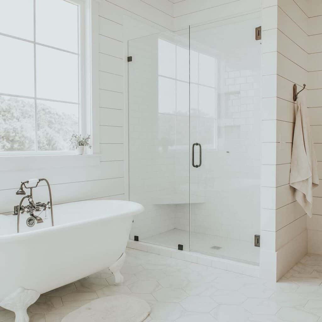 Bright and Breezy Bathroom With White Shiplap