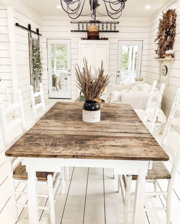 Two-toned Dining Table with Ladder Back Chairs
