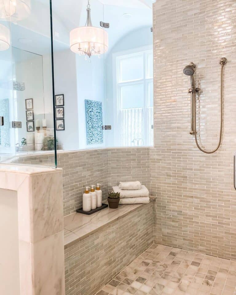 Brown Walk-in Shower Tile Ideas