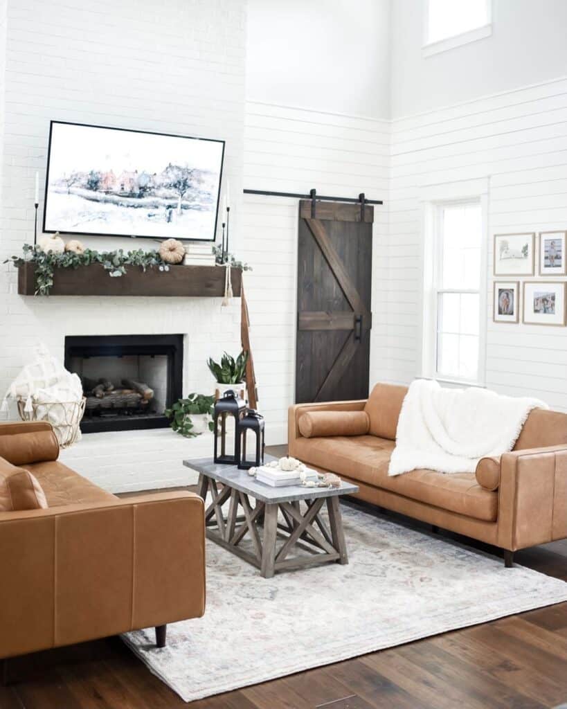 Vintage Area Rug in Farmhouse Living Room