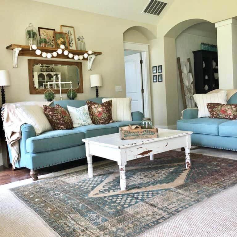 Vintage Rug for Farmhouse Living Room