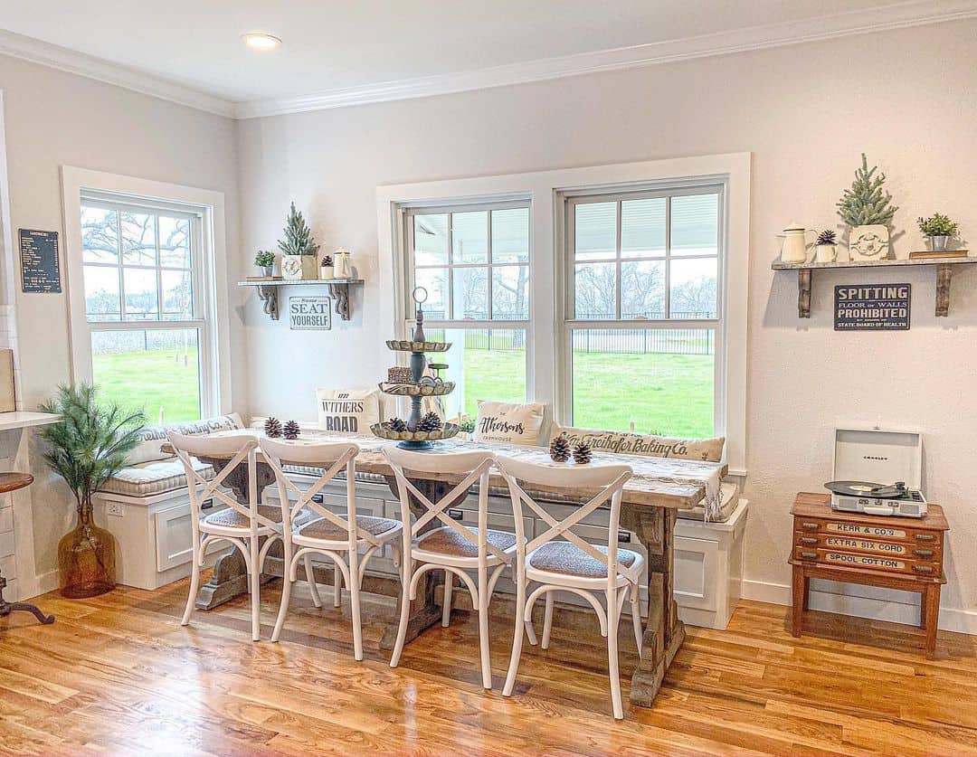 Wood Dining Table With White Chairs