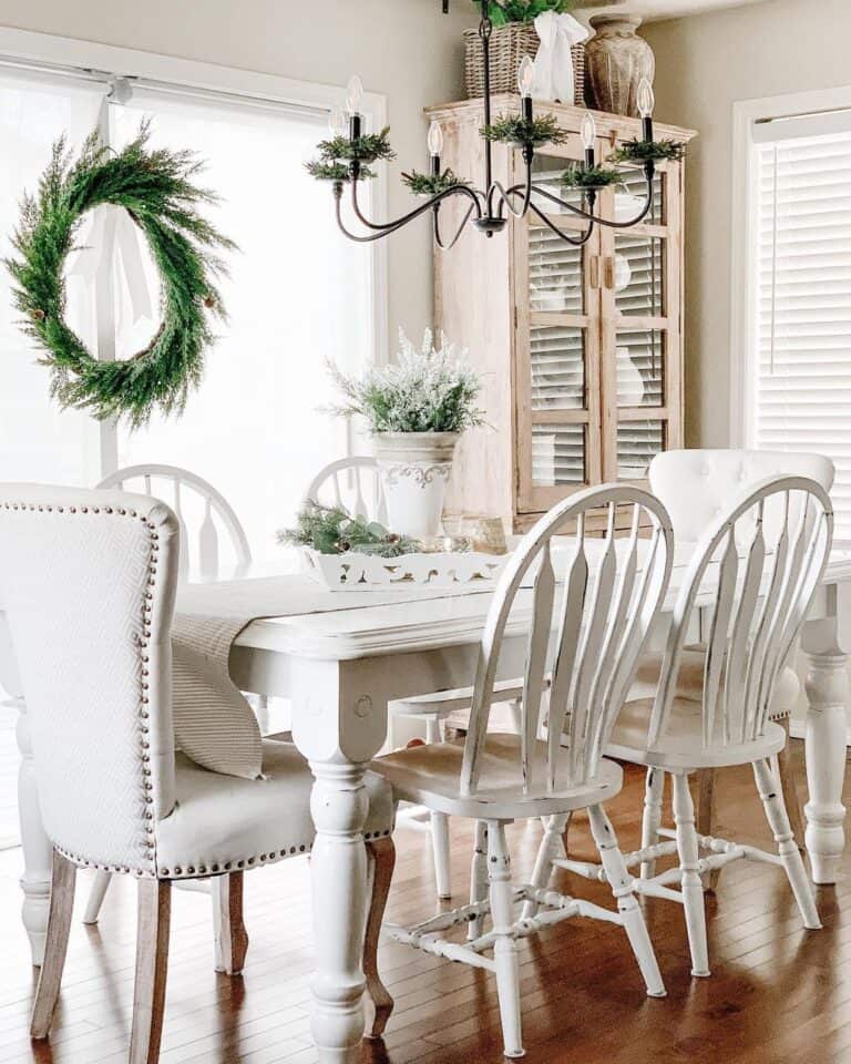 White Dining Table with White Spindle Chair Set