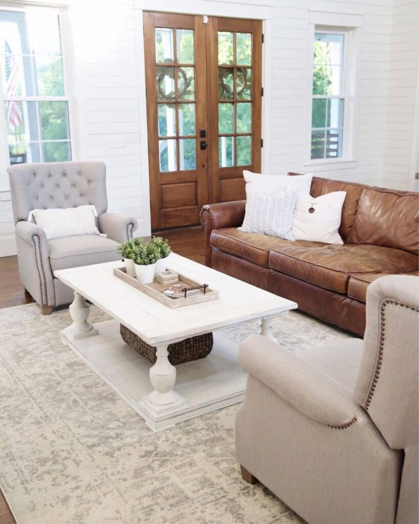 White Painted Wood Floor Shelf Coffee Table