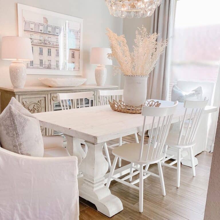 White Spindle Back Dining Chairs