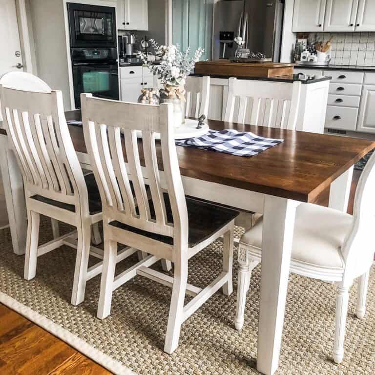 White and Black Painted Wood Spindle Chairs