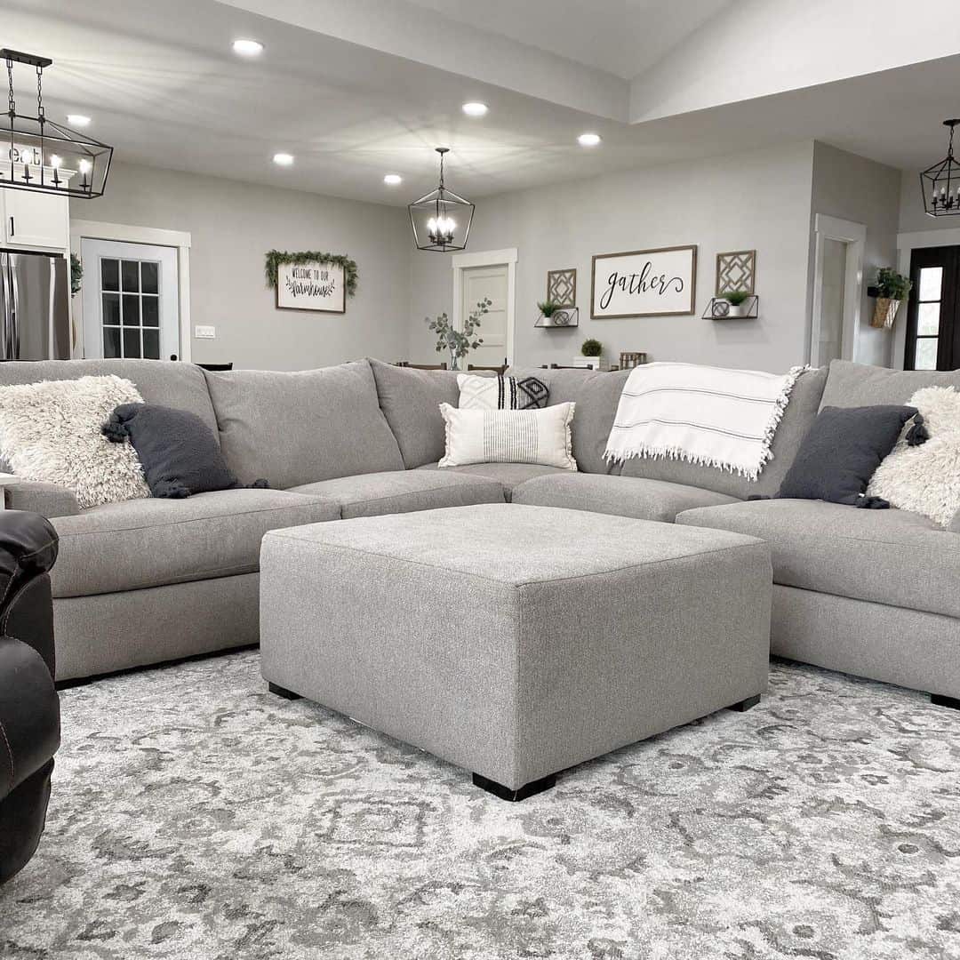 White and Gray Rug for Farmhouse Living Room Soul & Lane