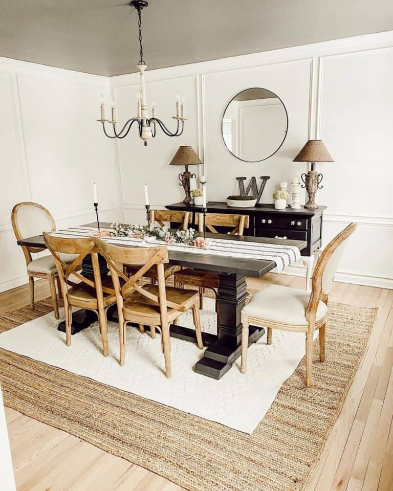 Wood Dining Table with Cross Back Dining Chairs