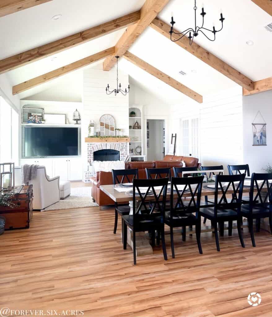 Wood Table with Cross Back Dining Chairs