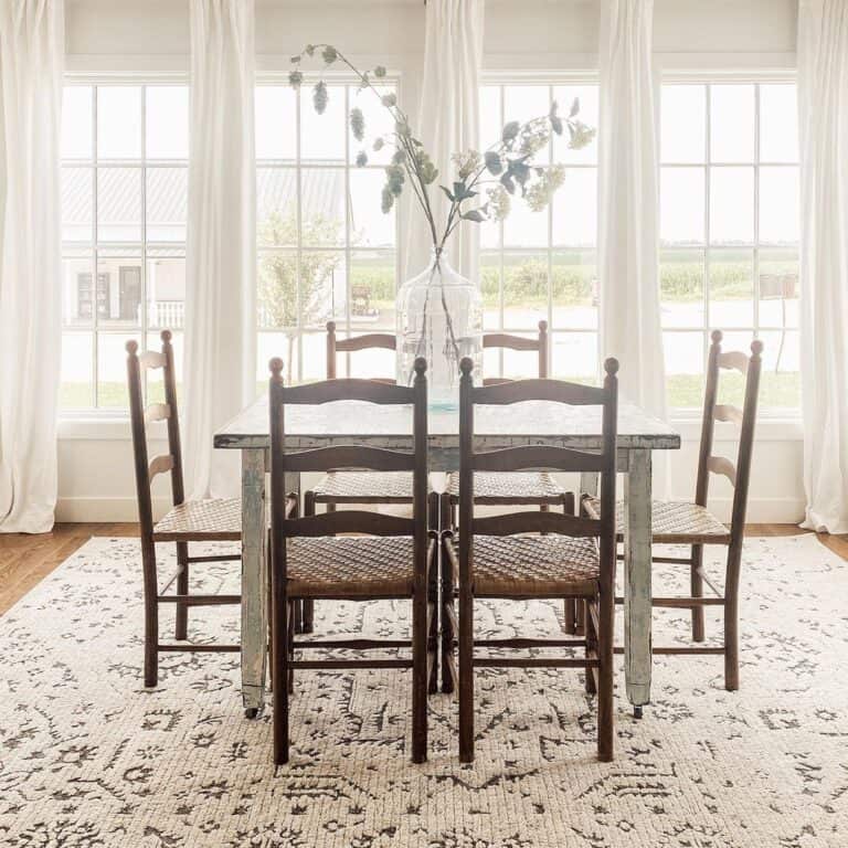 Wooden Farmhouse Ladder Back Dining Chairs