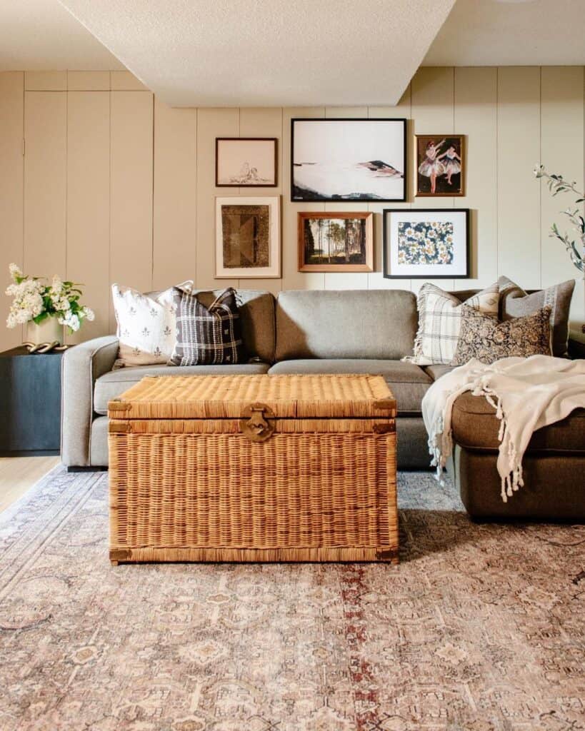 Wicker Trunk Coffee Table for Grey Couch