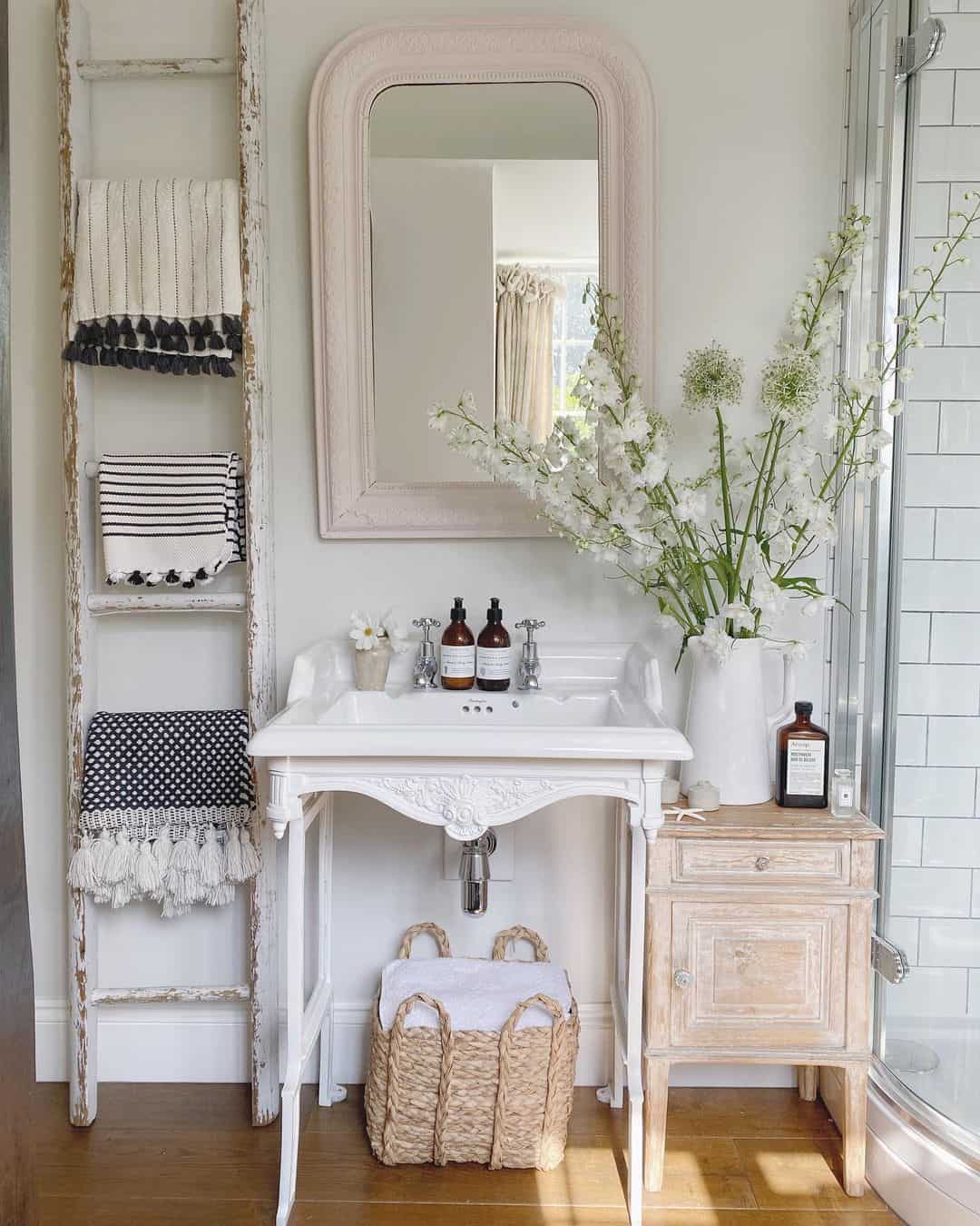 Bathroom Vanity Mirror with Pale Pink Frame - Soul & Lane