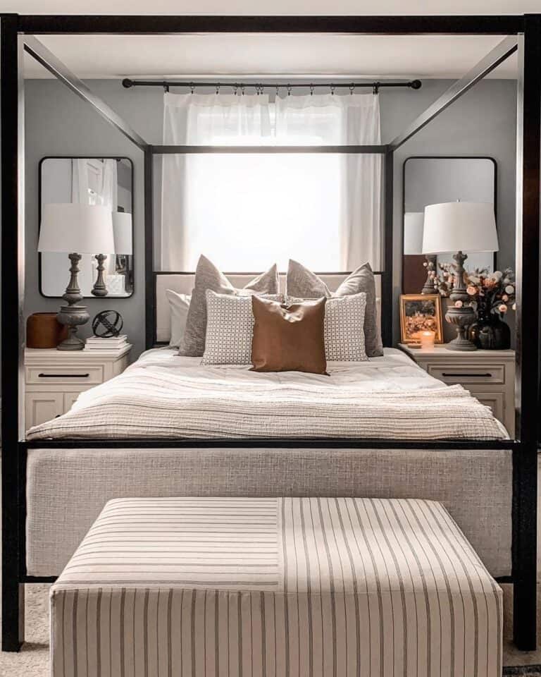 Bedroom with Black Canopy Bed Frame