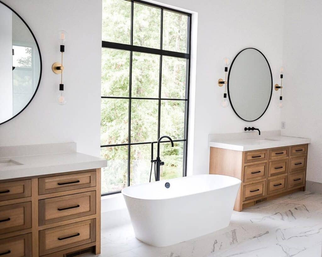 Black Frame Circle Bathroom Mirrors