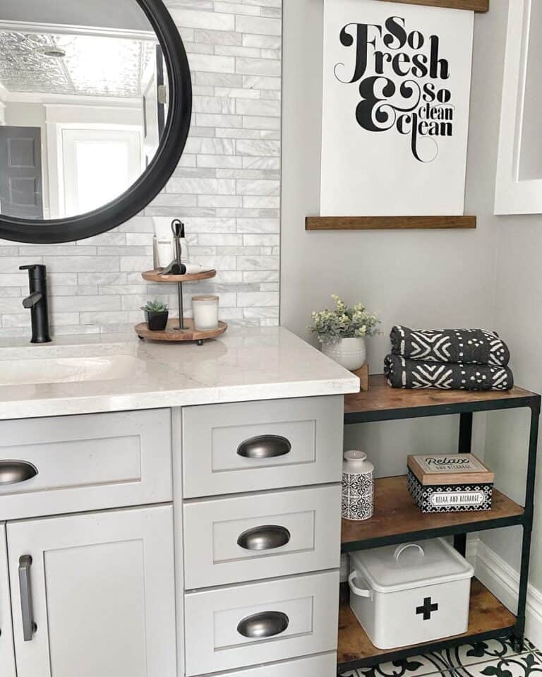 Black Frame Round Bathroom Mirror Soul & Lane