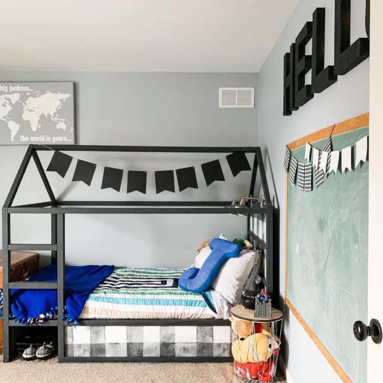 Black House Canopy Bed Frame