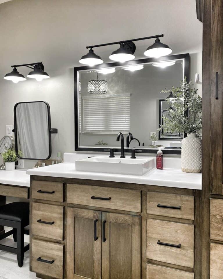 Black Mirrors for Bathroom with Vanity Lights