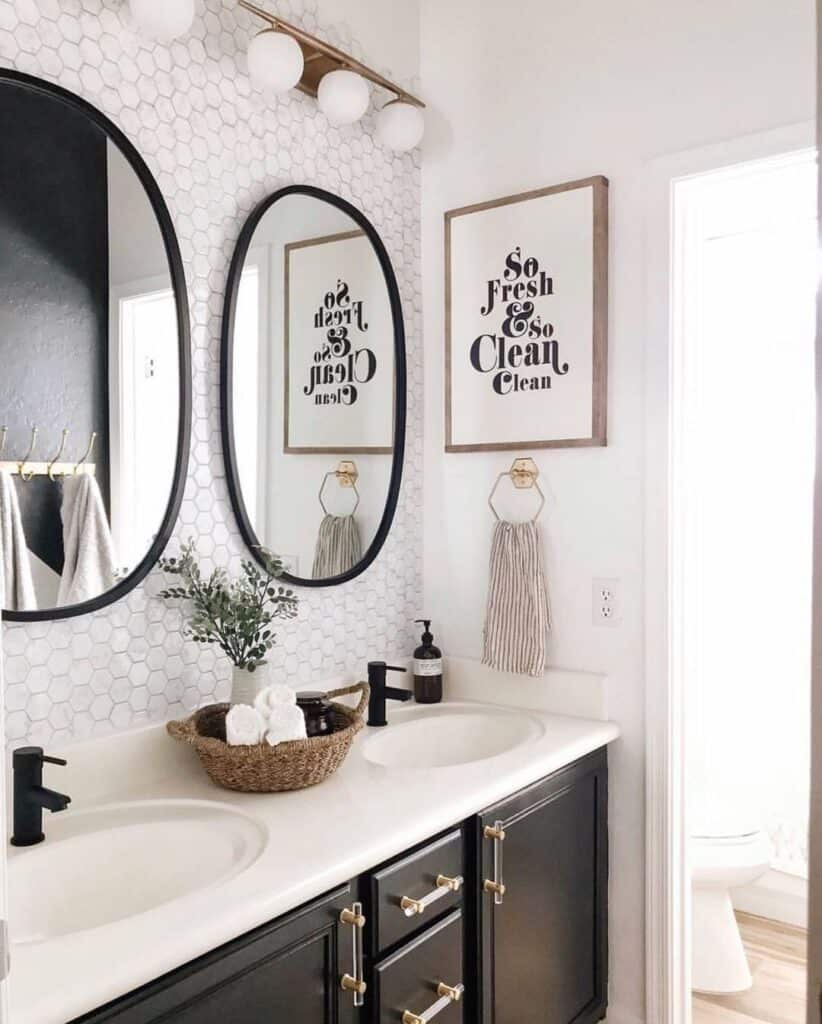 Black Oval Mirrors for Bathroom