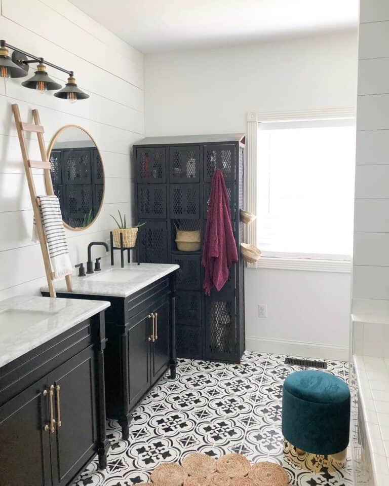 Black and White Tile Bathroom Flooring