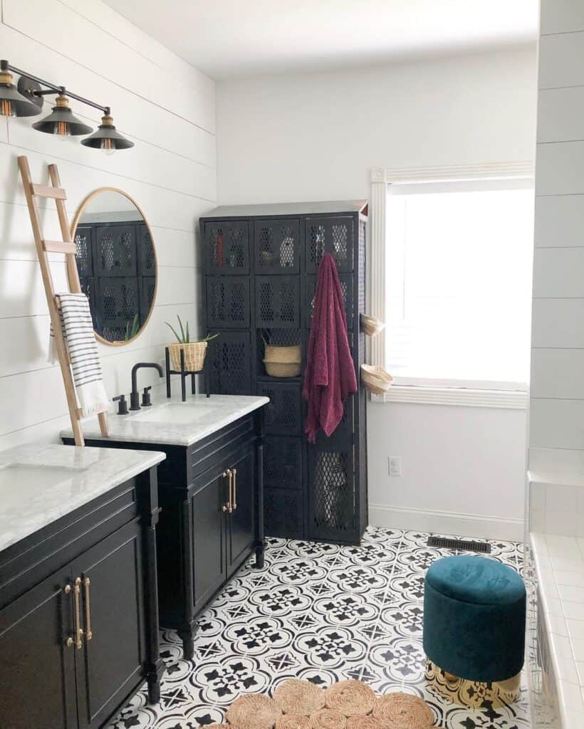 Black and White Tile Bathroom Flooring