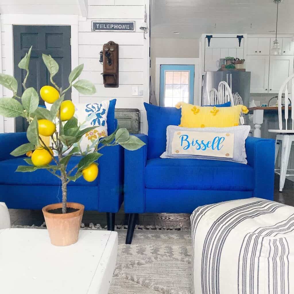 Blue Living Room Chairs with Black Legs - Soul & Lane