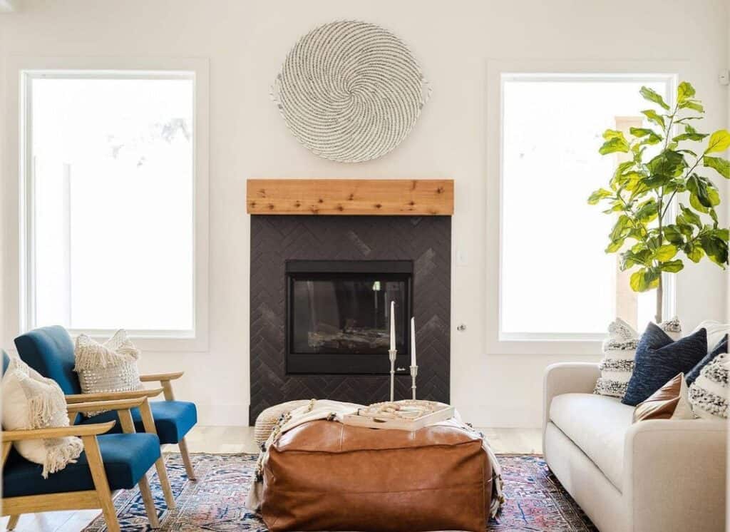 Blue Living Room Chairs with Wood Frames