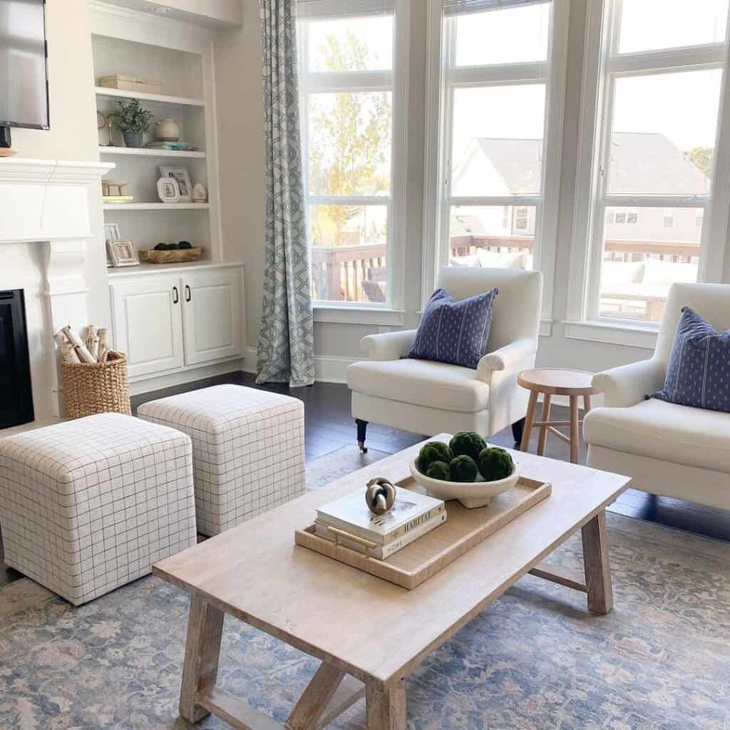 Blue and White Chairs for Living Room