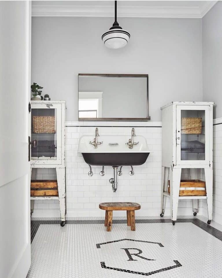Bronze Rectangular Bathroom Mirror with Shelf