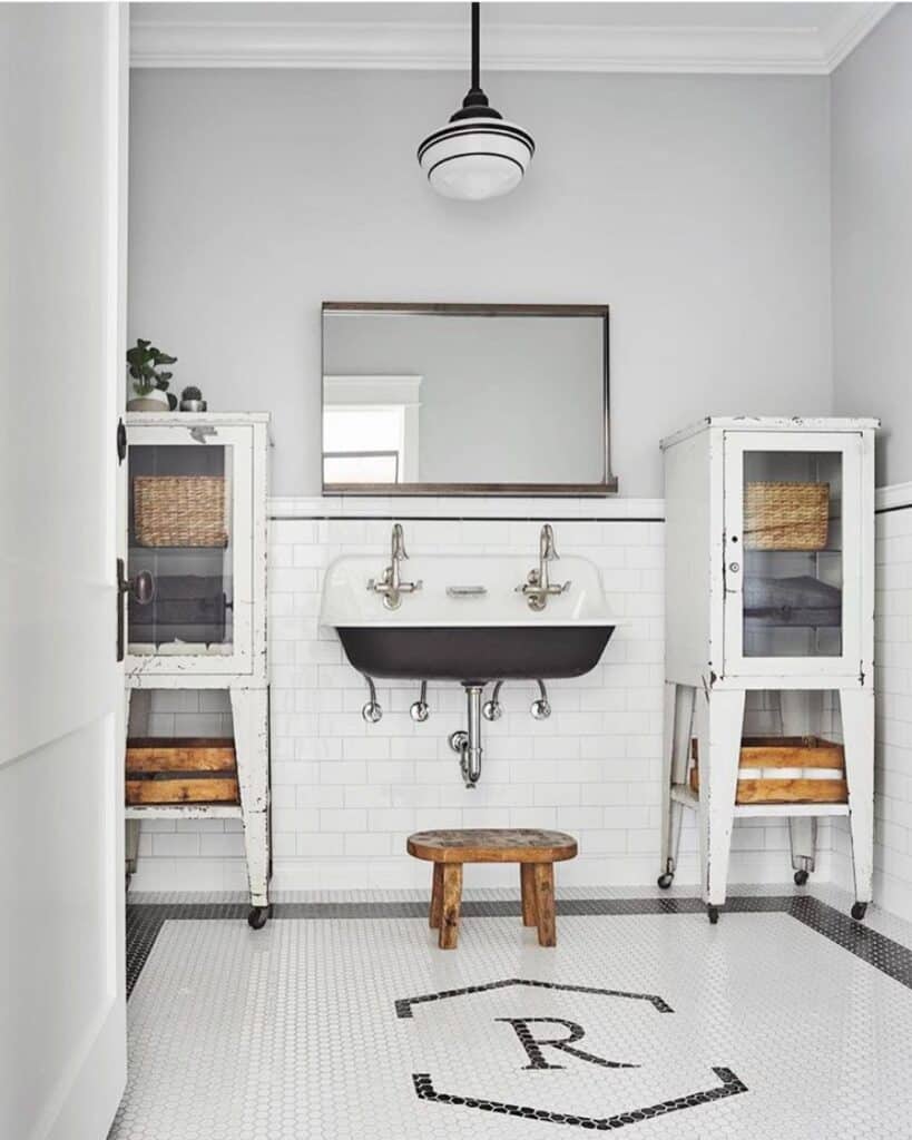 Bronze Rectangular Bathroom Mirror with Shelf
