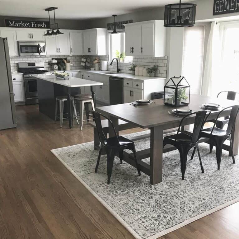 Dark Stained Wood Rectangular Dining Table