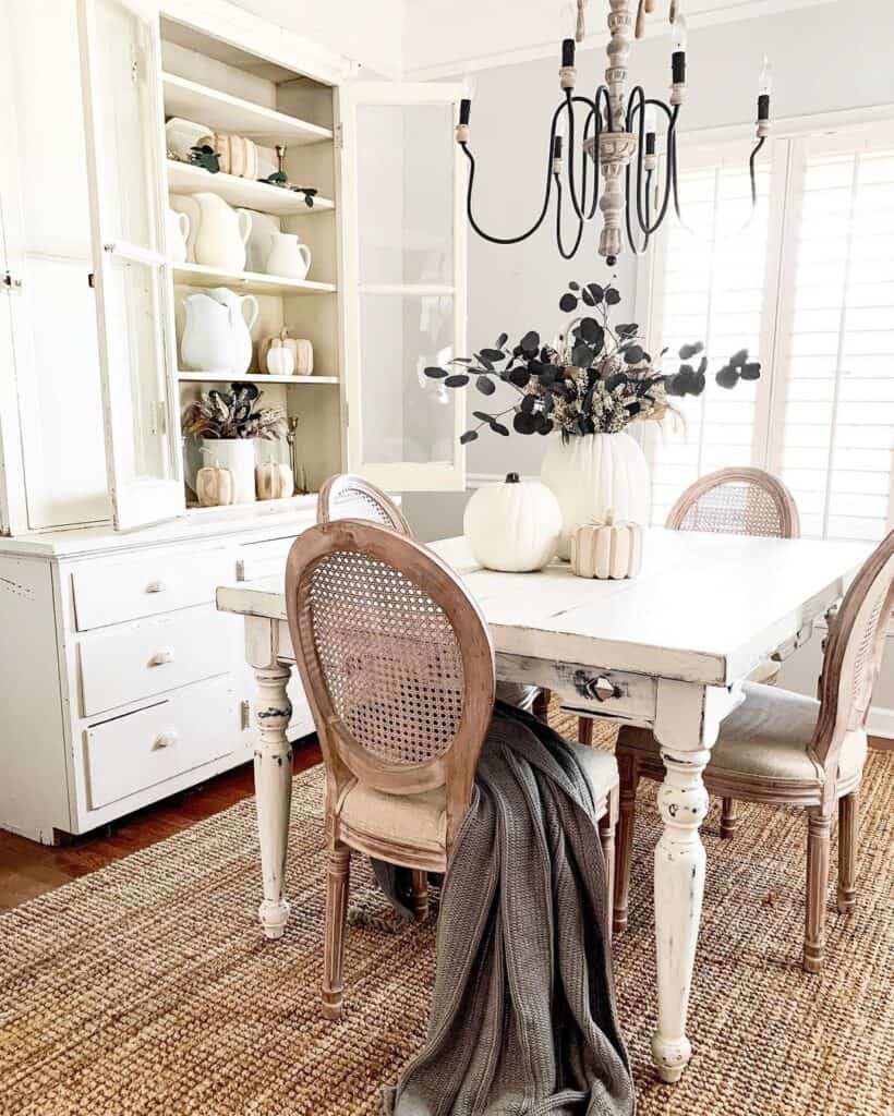 Distressed White Square Dining Table