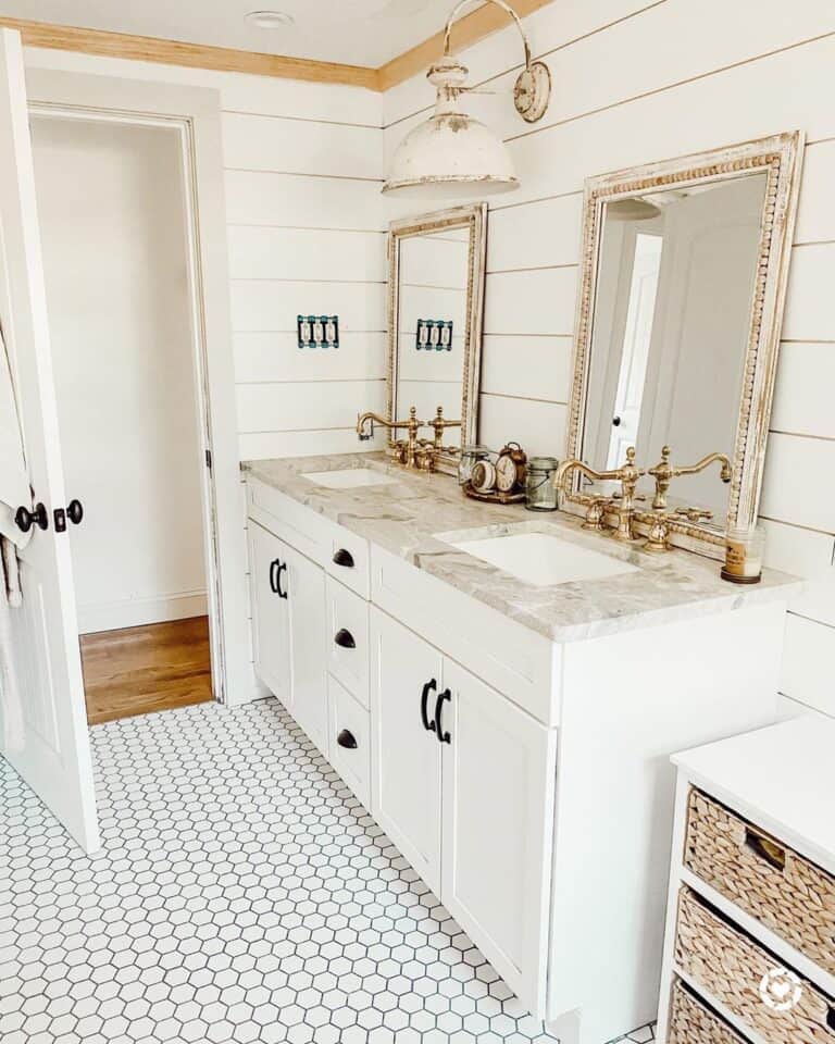 Distressed Wood Framed Bathroom Mirrors