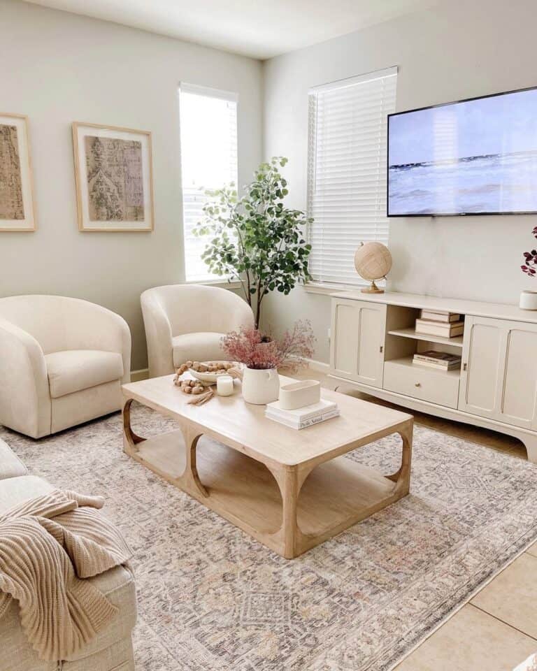 Ivory Barrel Chairs for Living Room