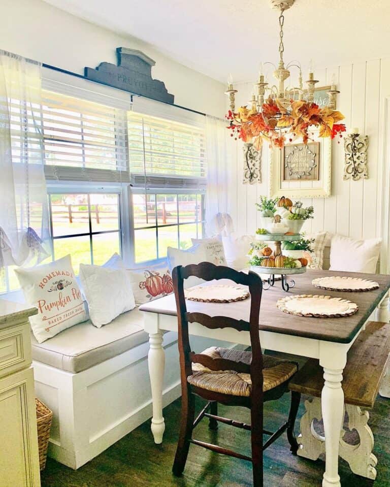 L-shaped Dining Banquette with Two-toned Table