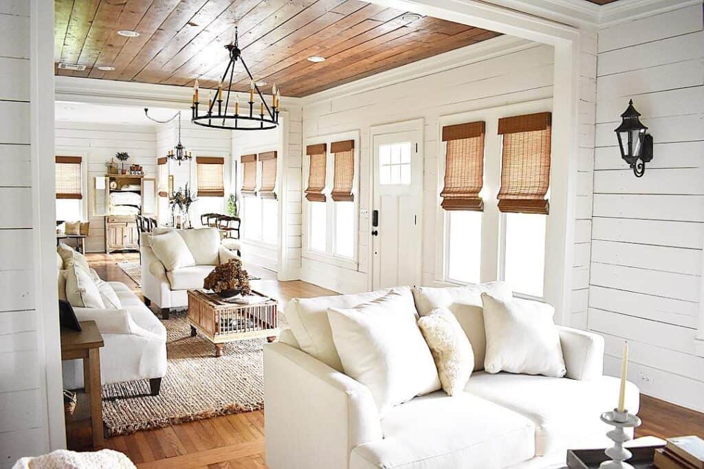 Living Room with Small White Couches