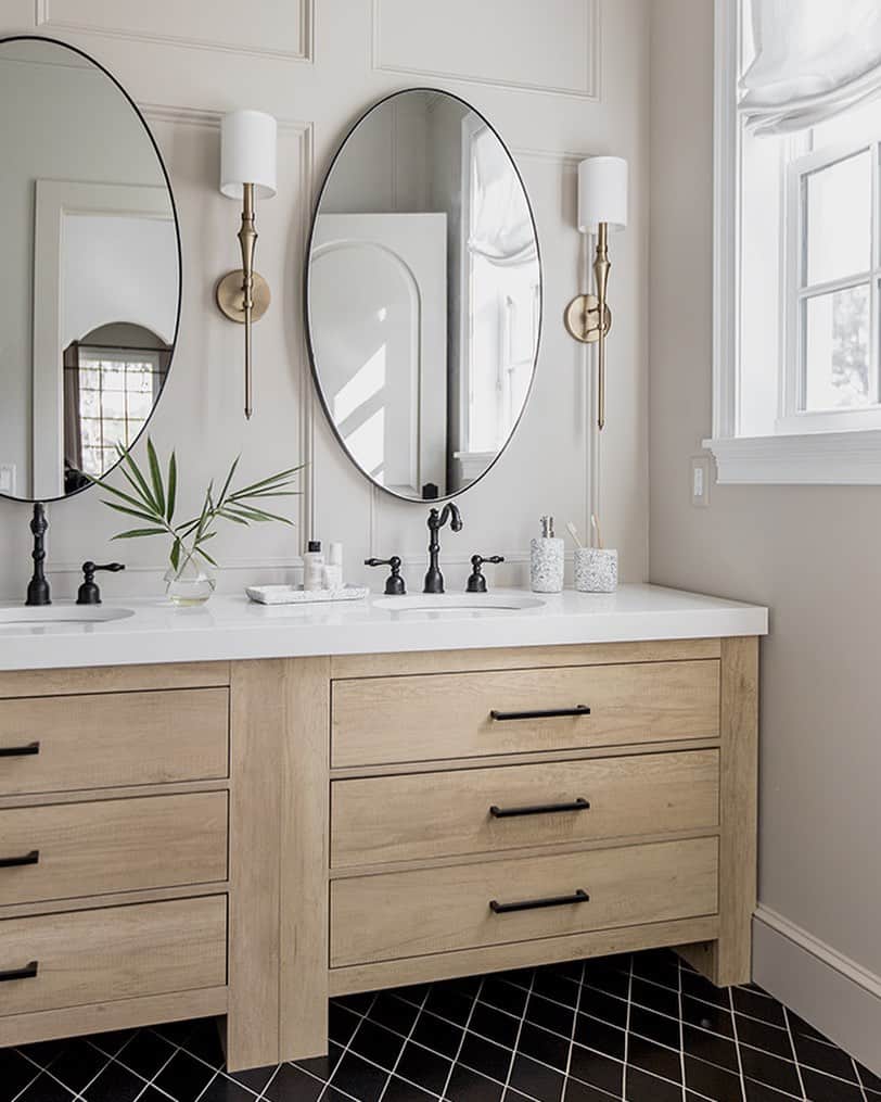 Oval Bathroom Mirrors with Black Frames
