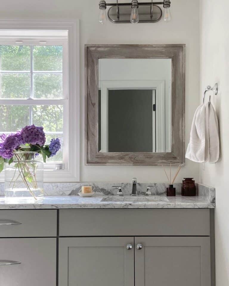 Rectangular Stained Wood Frame Mirror