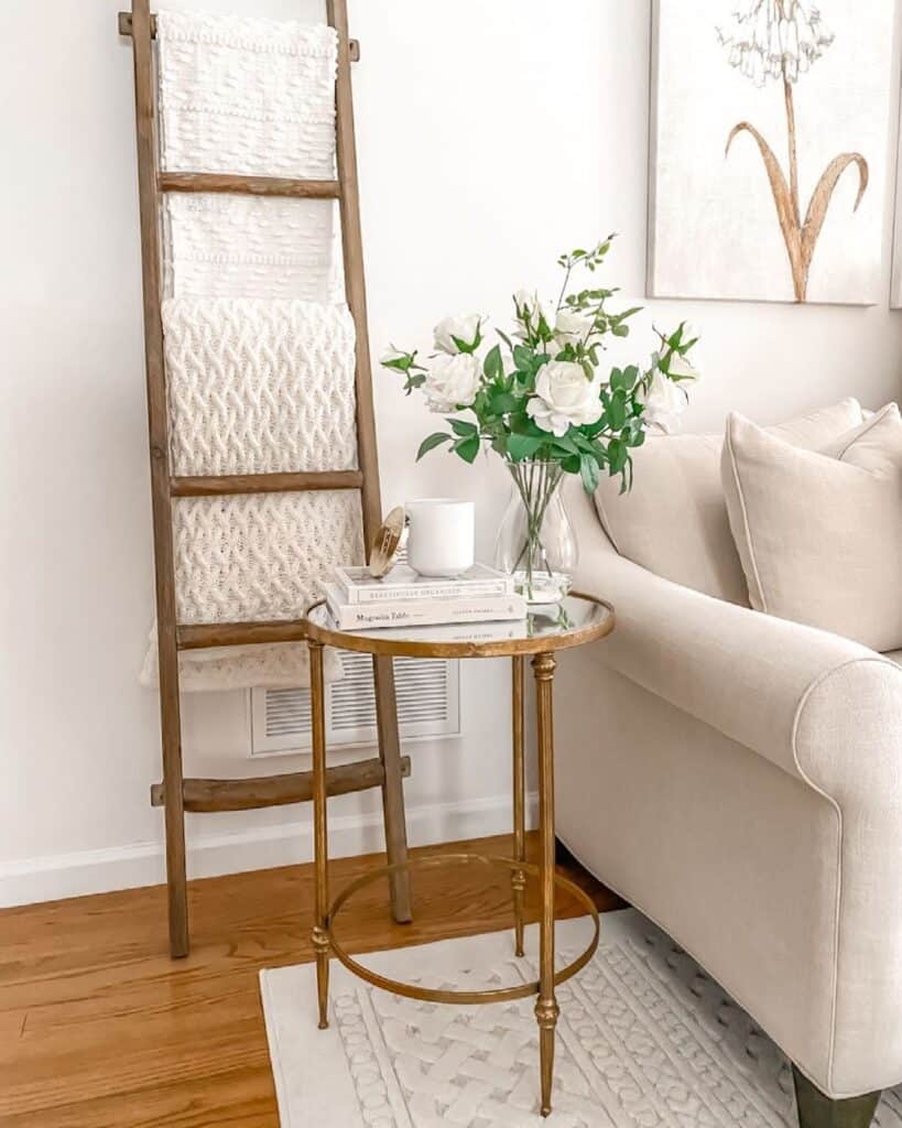 Round Brass and Glass Accent Table