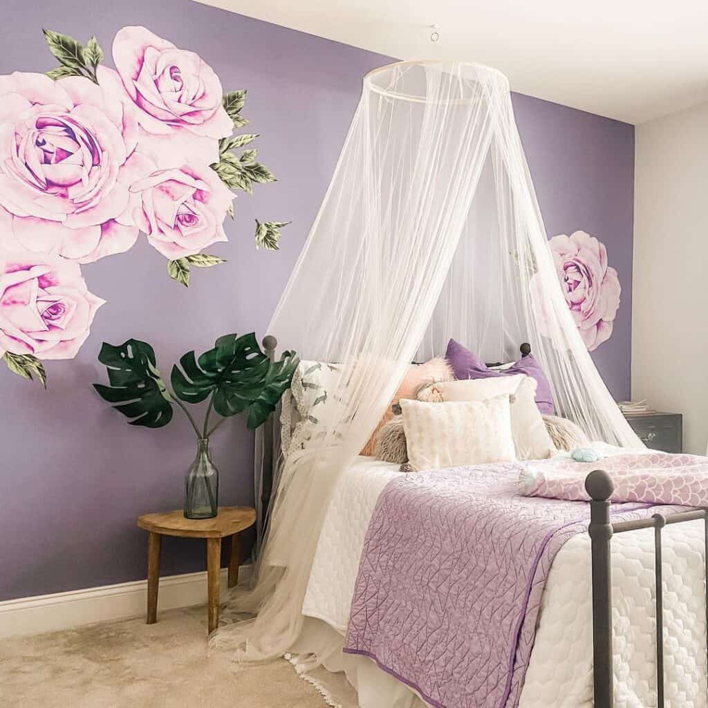 Sheer White Canopy Bed for Toddler Girl