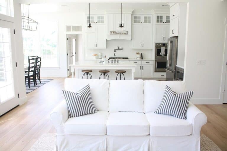 Wood Accents in White Open Kitchen