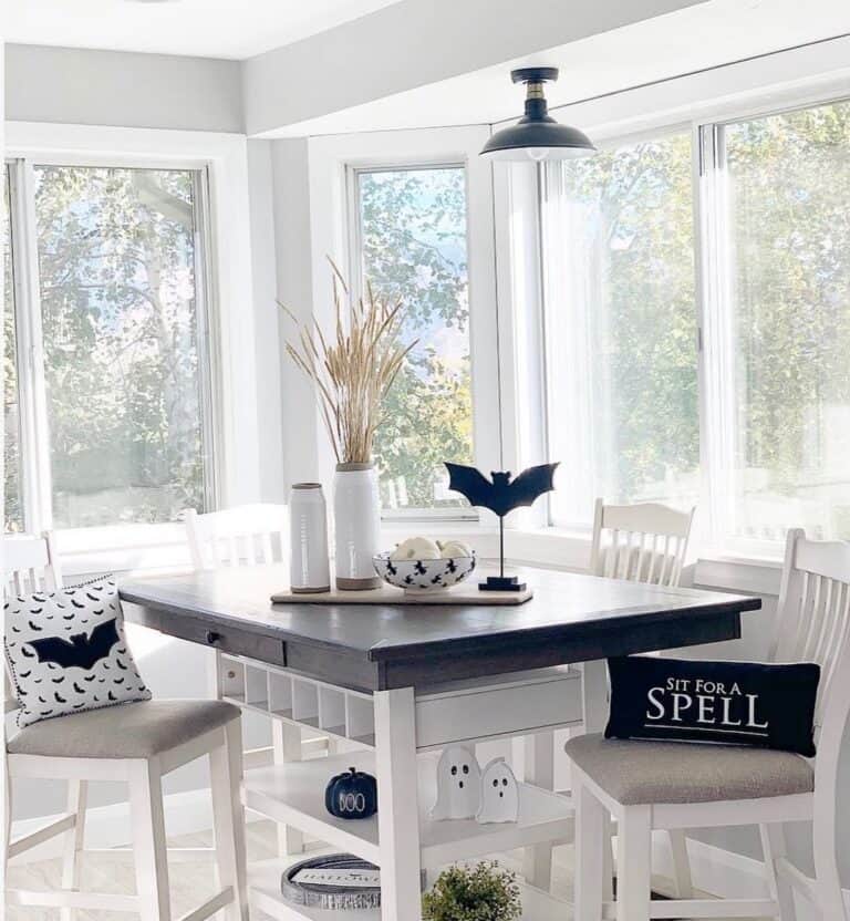 Square Pedestal Table with Open Shelves
