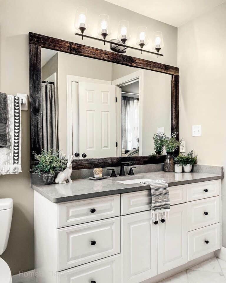 Stained Bathroom Mirror Wood Frame