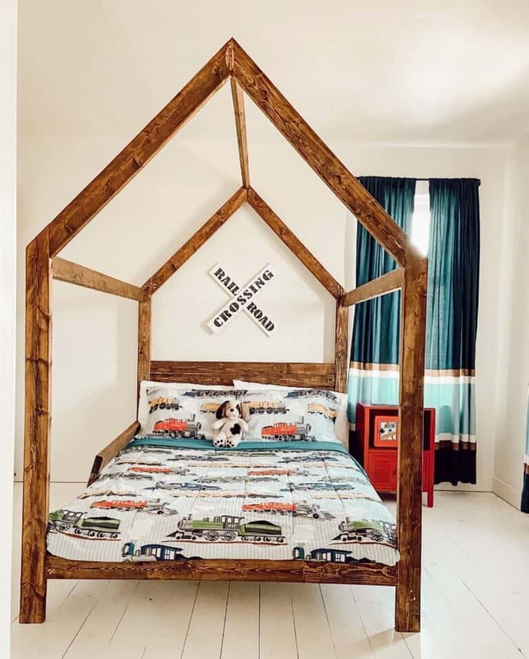 Stained Wood Tent Boys Bed Canopy