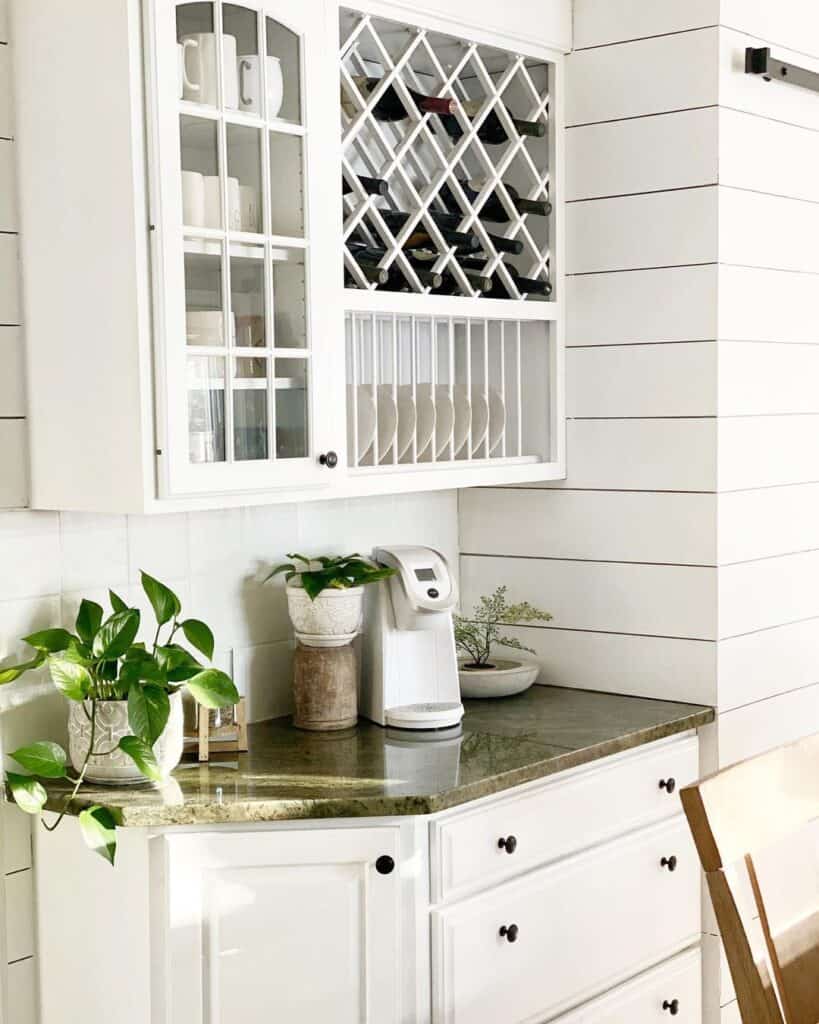 Wall Cabinet with White Crisscross Wine Rack