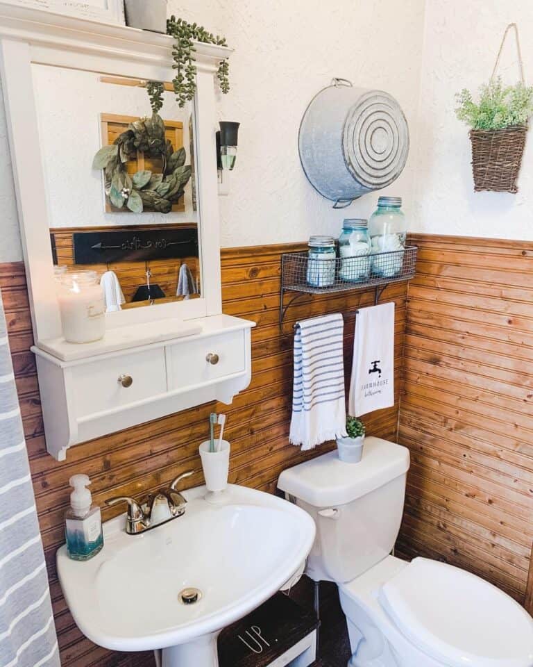 White Bathroom Mirror with Storage