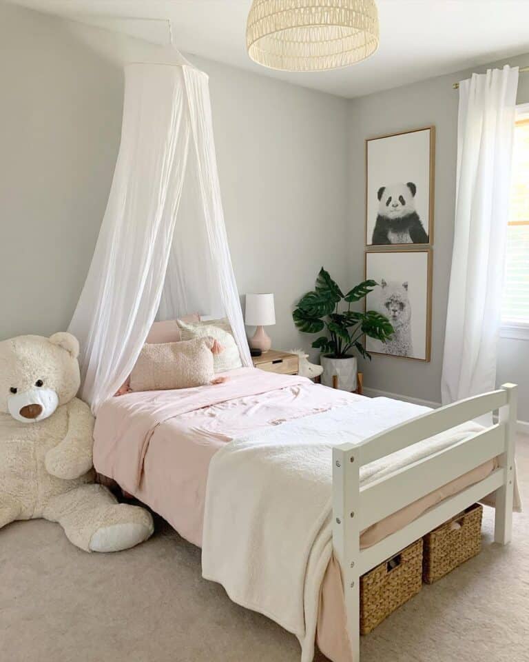 White Canopy Bed for Toddler Girl