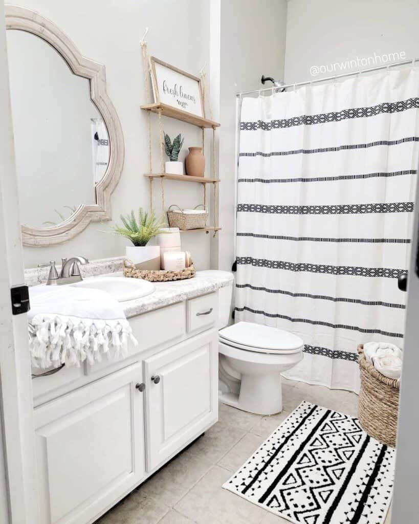 Whitewashed Wood Bathroom Mirror