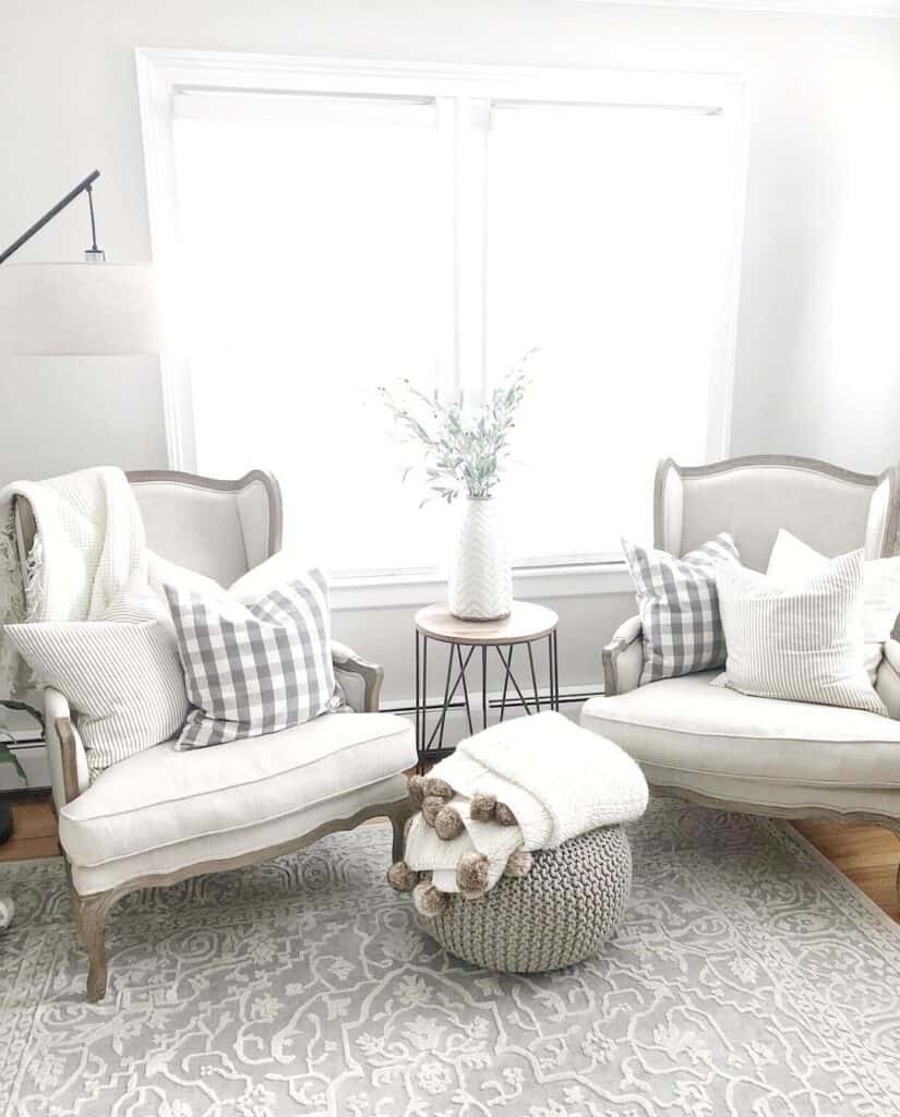 Wood and White Chairs for Living Room