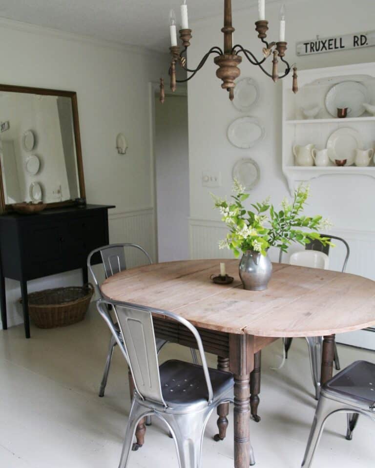 Antique Wood Oval Extendable Table